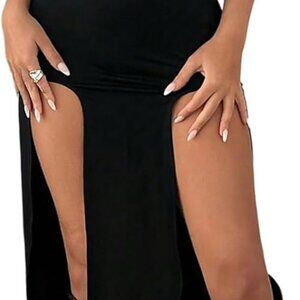Women's Gothic Grunge Dress Halter High Slit Bodycon Festival Rave